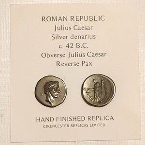 ROMAN Republic Julius Caesar Silver Denarius c. 42 B.C. Coins Hand Finished